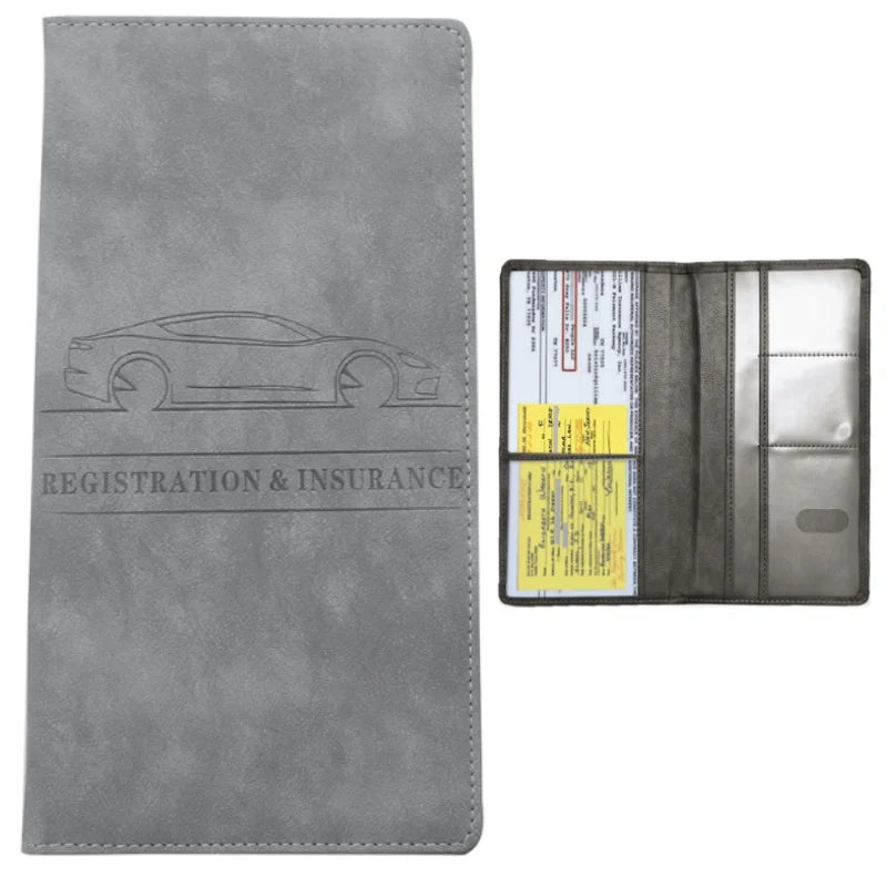 Porte-documents voiture homme en denim et cuir PU pour carte grise et permis — photo 10