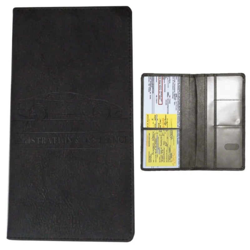 Porte-documents voiture homme en denim et cuir PU pour carte grise et permis — photo 11
