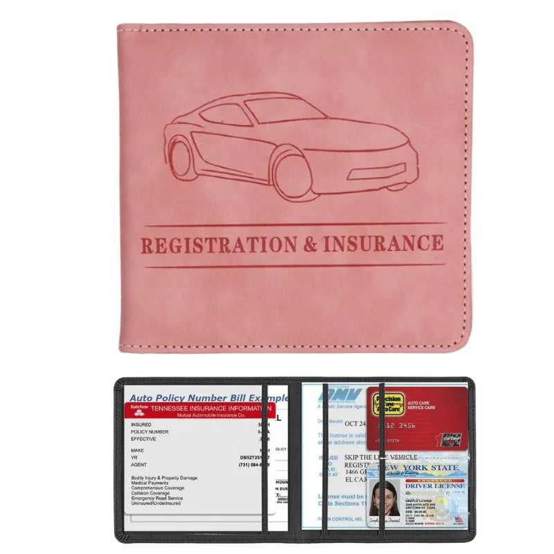 Porte-documents voiture homme en denim et cuir PU pour carte grise et permis — photo 15