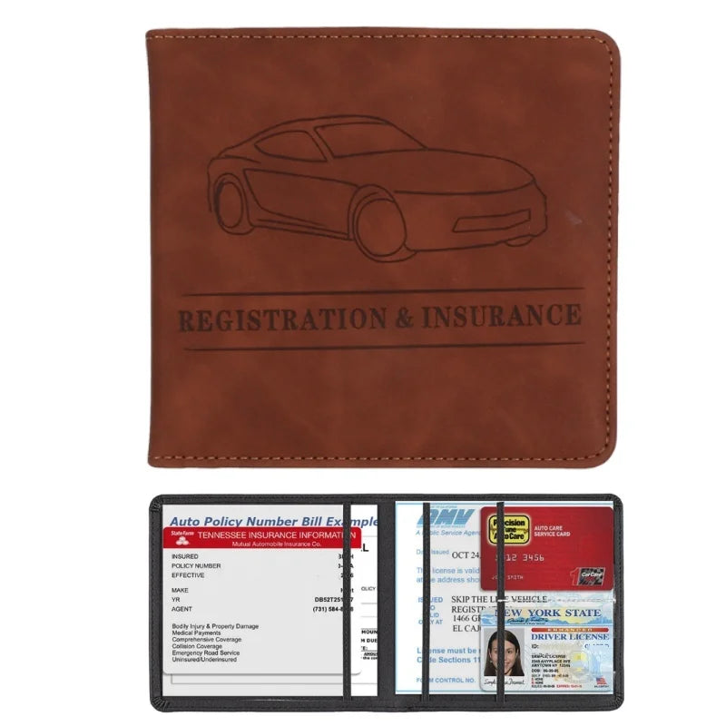 Porte-documents voiture homme en denim et cuir PU pour carte grise et permis — photo 16
