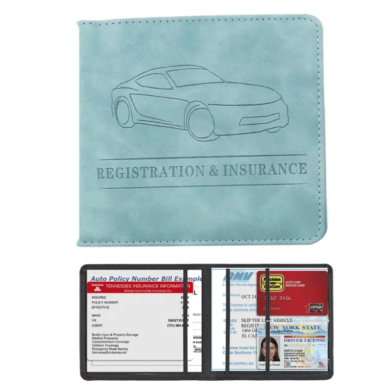 Porte-documents voiture homme en denim et cuir PU pour carte grise et permis — photo 17