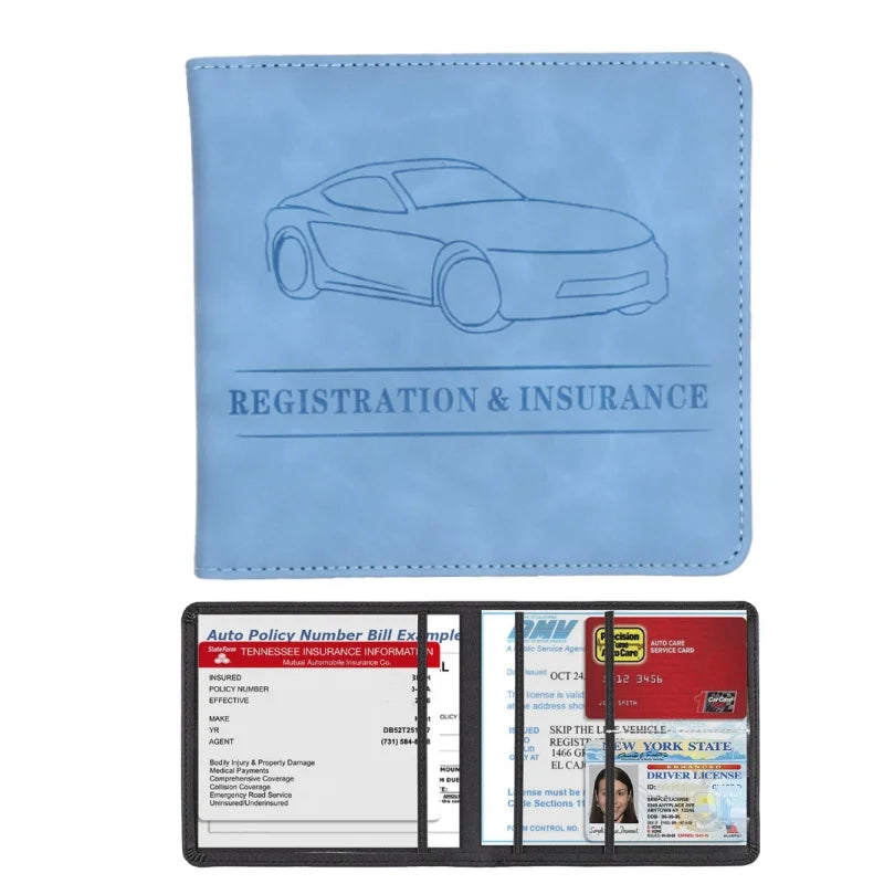 Porte-documents voiture homme en denim et cuir PU pour carte grise et permis — photo 18