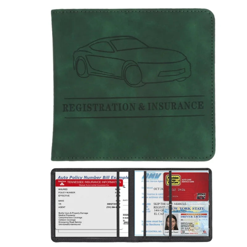 Porte-documents voiture homme en denim et cuir PU pour carte grise et permis — photo 19