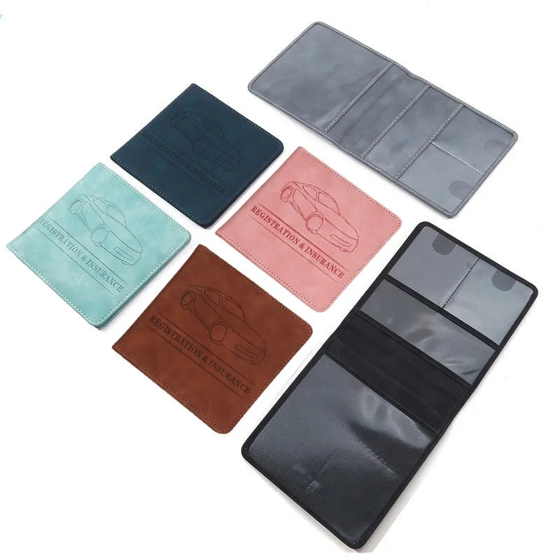 Porte-documents voiture homme en denim et cuir PU pour carte grise et permis — photo 2