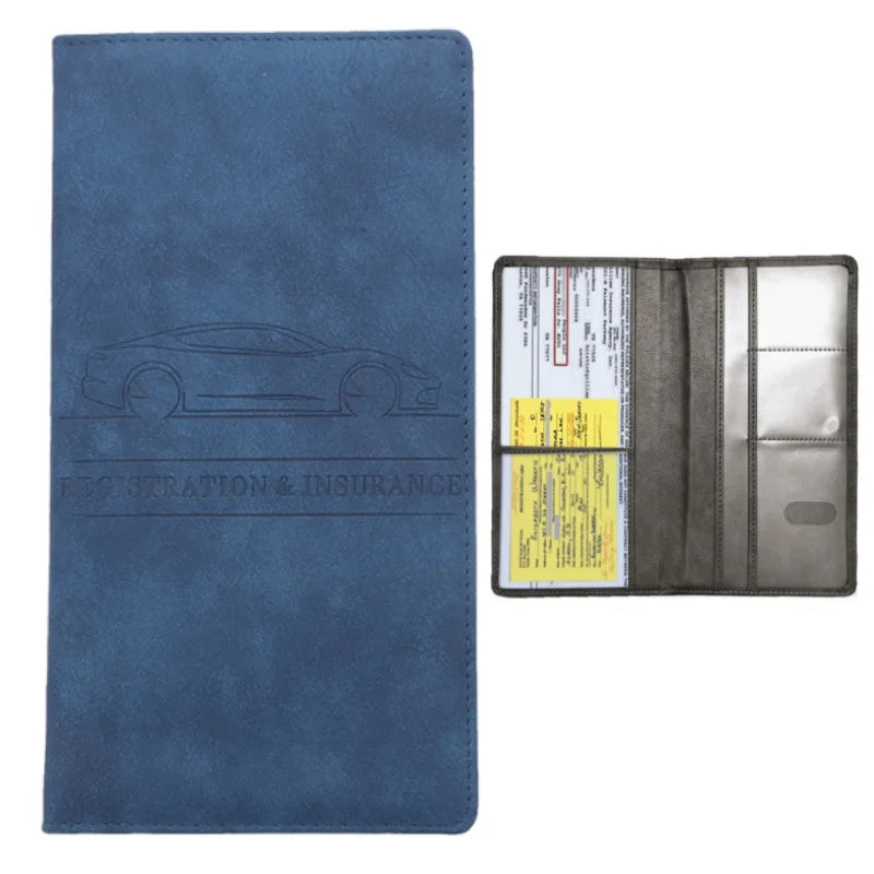 Porte-documents voiture homme en denim et cuir PU pour carte grise et permis — photo 20