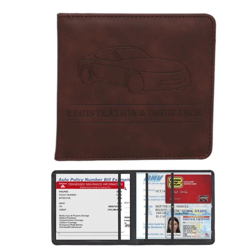 Porte-documents voiture homme en denim et cuir PU pour carte grise et permis — photo 21