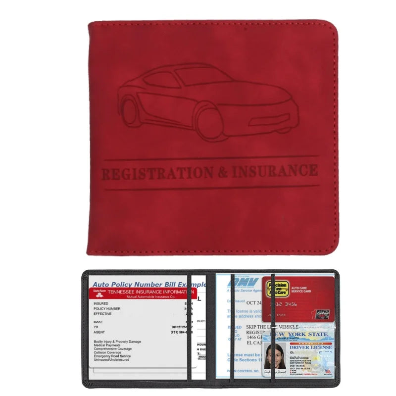 Porte-documents voiture homme en denim et cuir PU pour carte grise et permis — photo 22