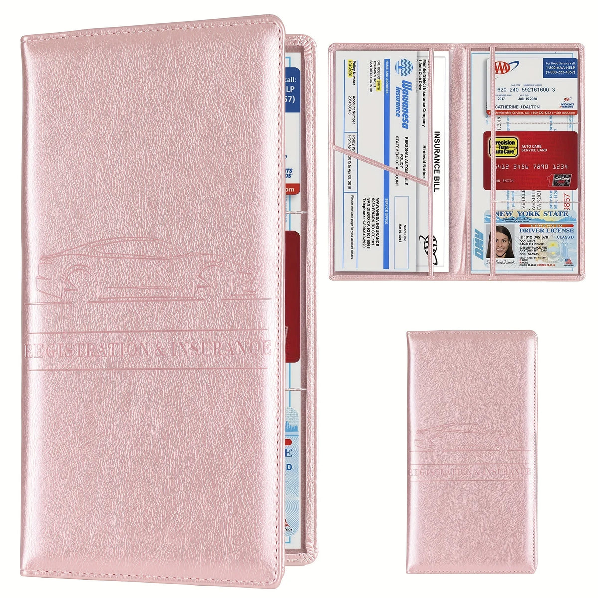 Porte-documents voiture homme en denim et cuir PU pour carte grise et permis — photo 3
