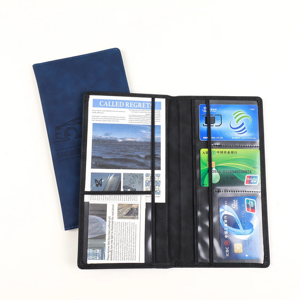 Porte-documents voiture homme en denim et cuir PU pour carte grise et permis — photo 5