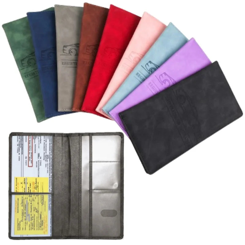 Porte-documents voiture homme en denim et cuir PU pour carte grise et permis — photo 6