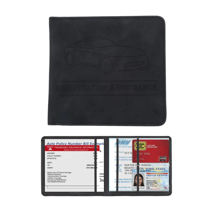 Porte-documents voiture homme en denim et cuir PU pour carte grise et permis — photo 9