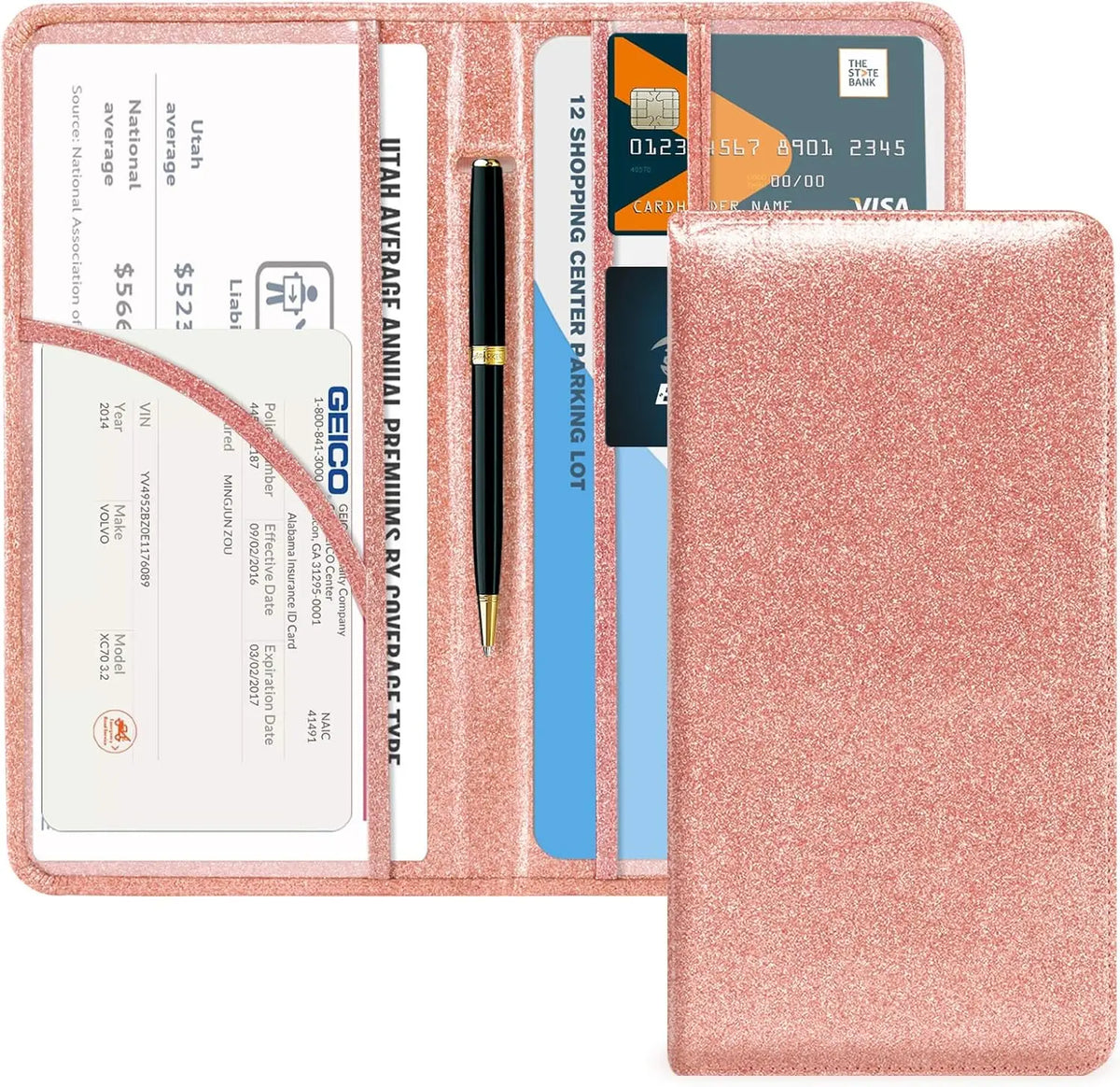 Porte-documents voiture personnalisé en cuir PU pour carte grise et permis de conduire — photo 7