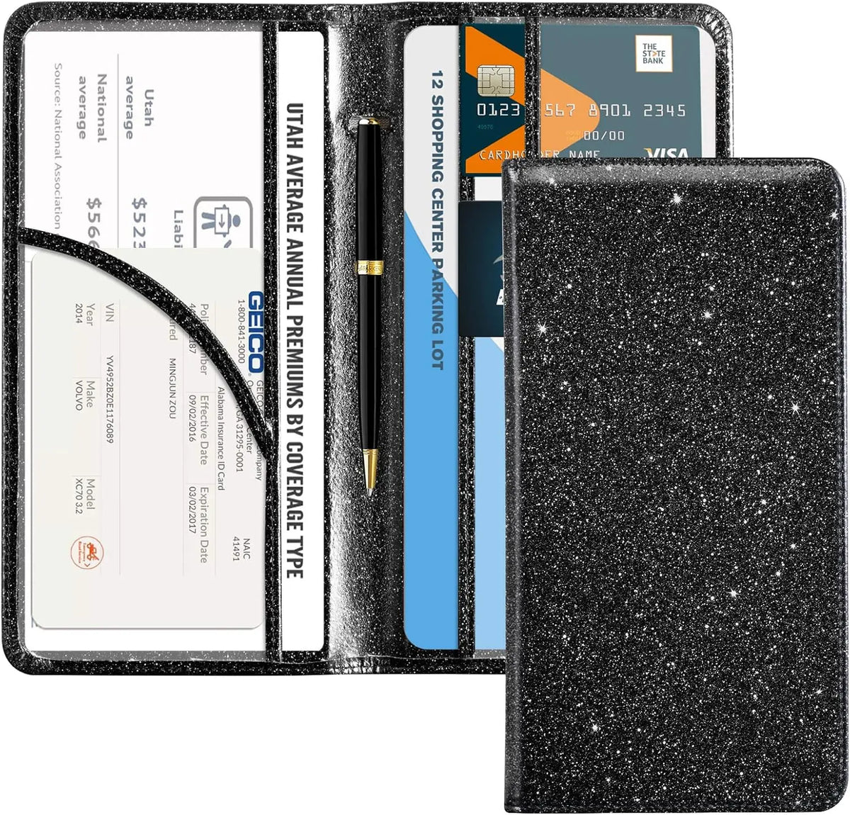 Porte-documents voiture personnalisé en cuir PU pour carte grise et permis de conduire — photo 8