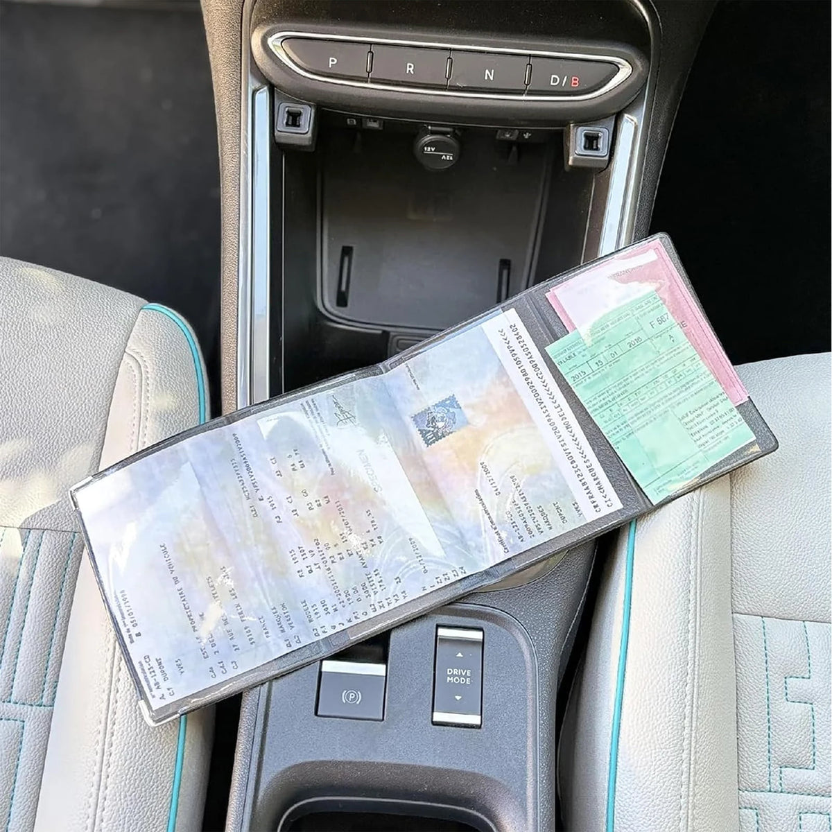 Porte-documents véhicule pliable en simili cuir gris pour carte grise et permis - lot de 2 — photo 1
