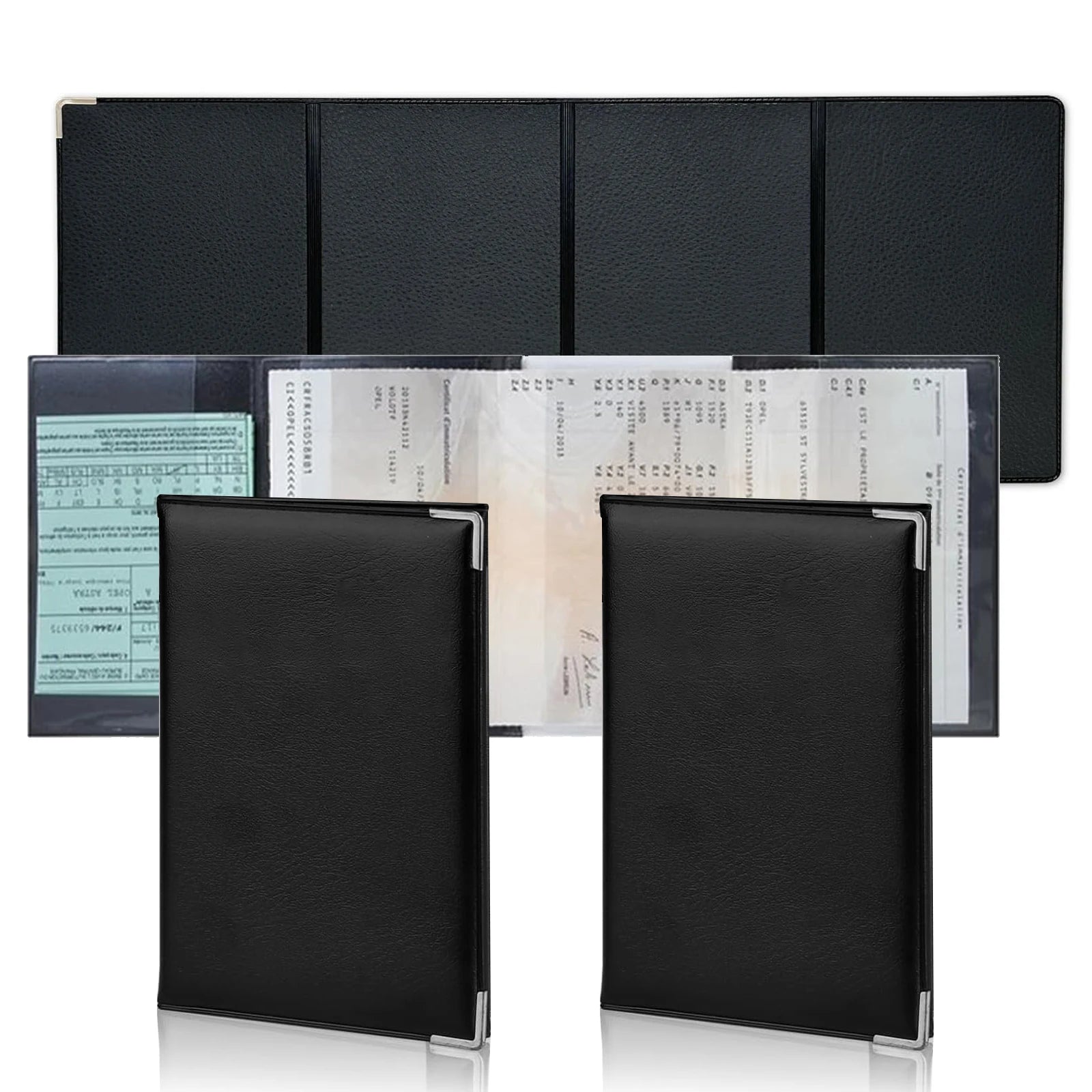 Porte-documents véhicule pliable en simili cuir gris pour carte grise et permis - lot de 2 — photo 2 Image