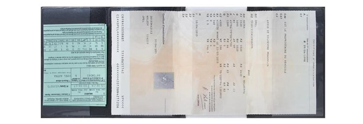 Porte-documents véhicule pliable en simili cuir gris pour carte grise et permis - lot de 2 — photo 3