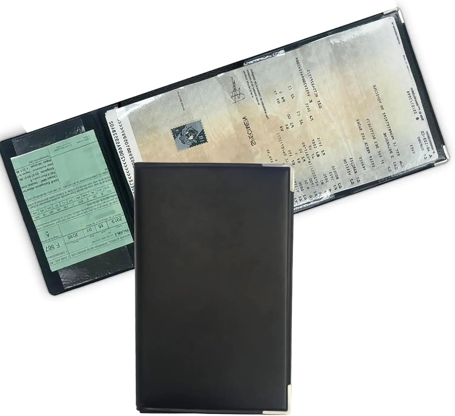 Porte-documents véhicule pliable en simili cuir gris pour carte grise et permis - lot de 2 — photo 5 Image