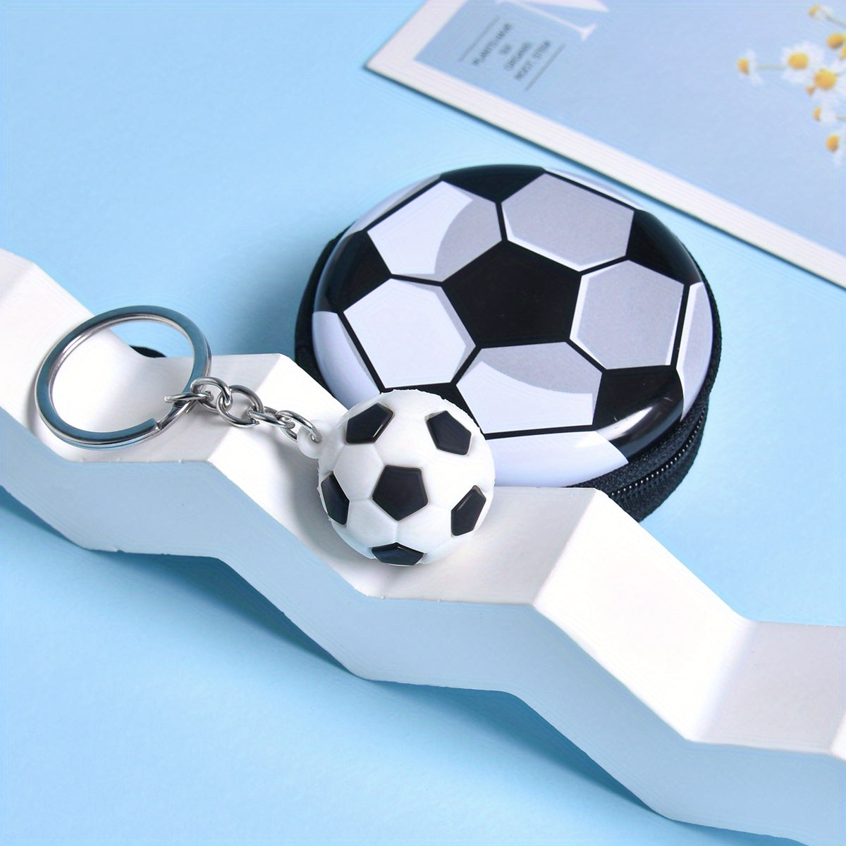 Porte-monnaie ballon de football en métal, porte-clés inclus