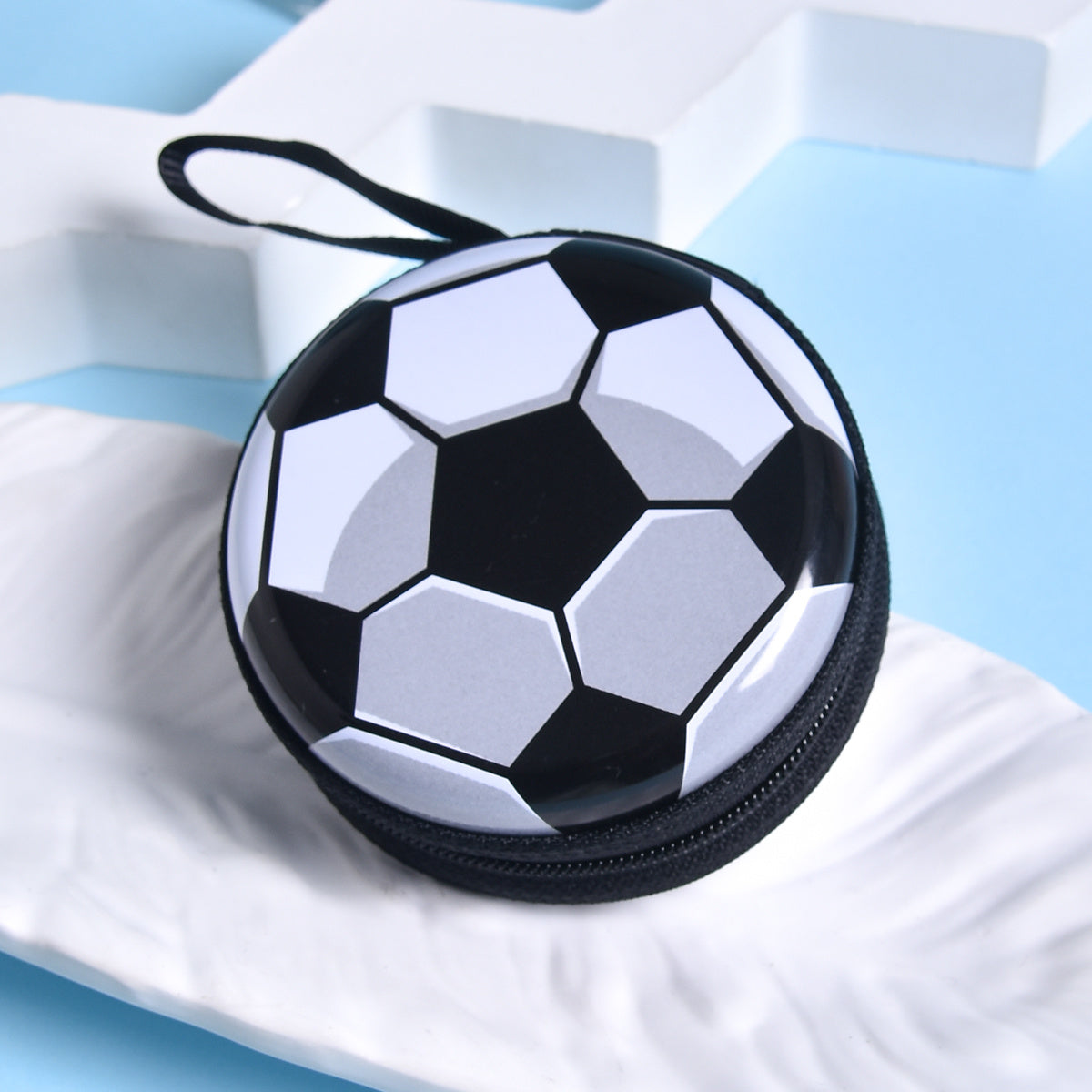 Porte-monnaie ballon de football en métal, porte-clés inclus