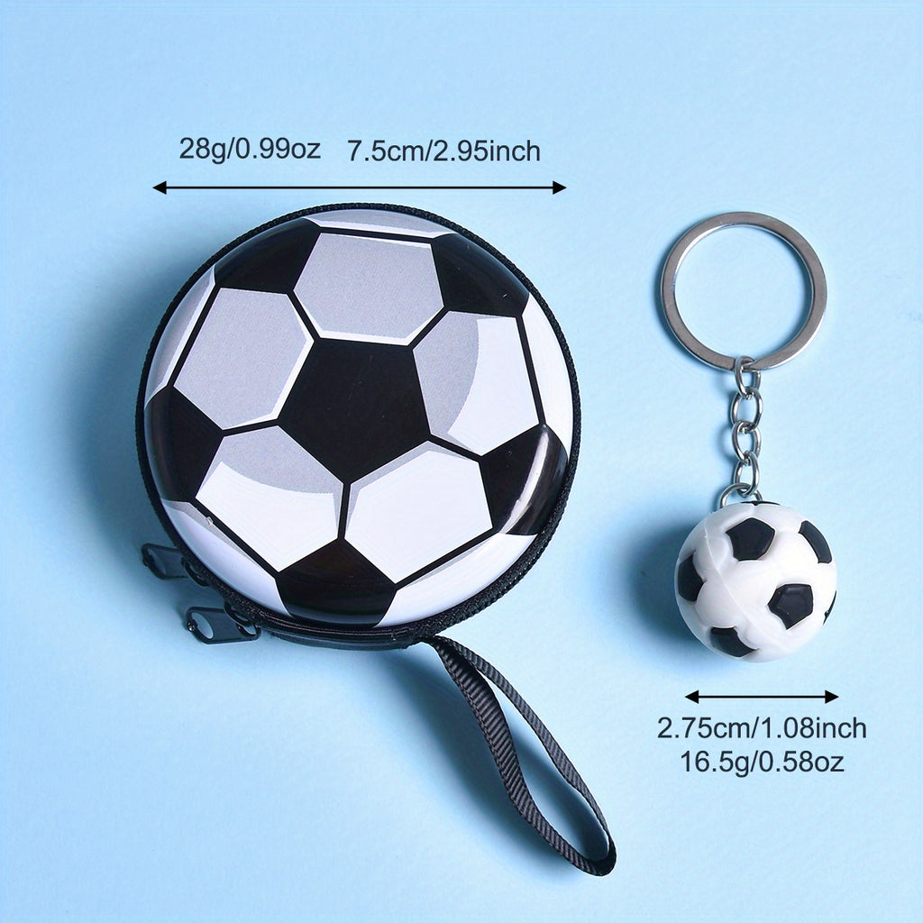 Porte-monnaie ballon de football en métal, porte-clés inclus