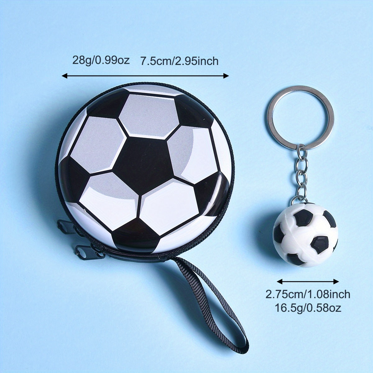 Porte-monnaie ballon de football en métal, porte-clés inclus