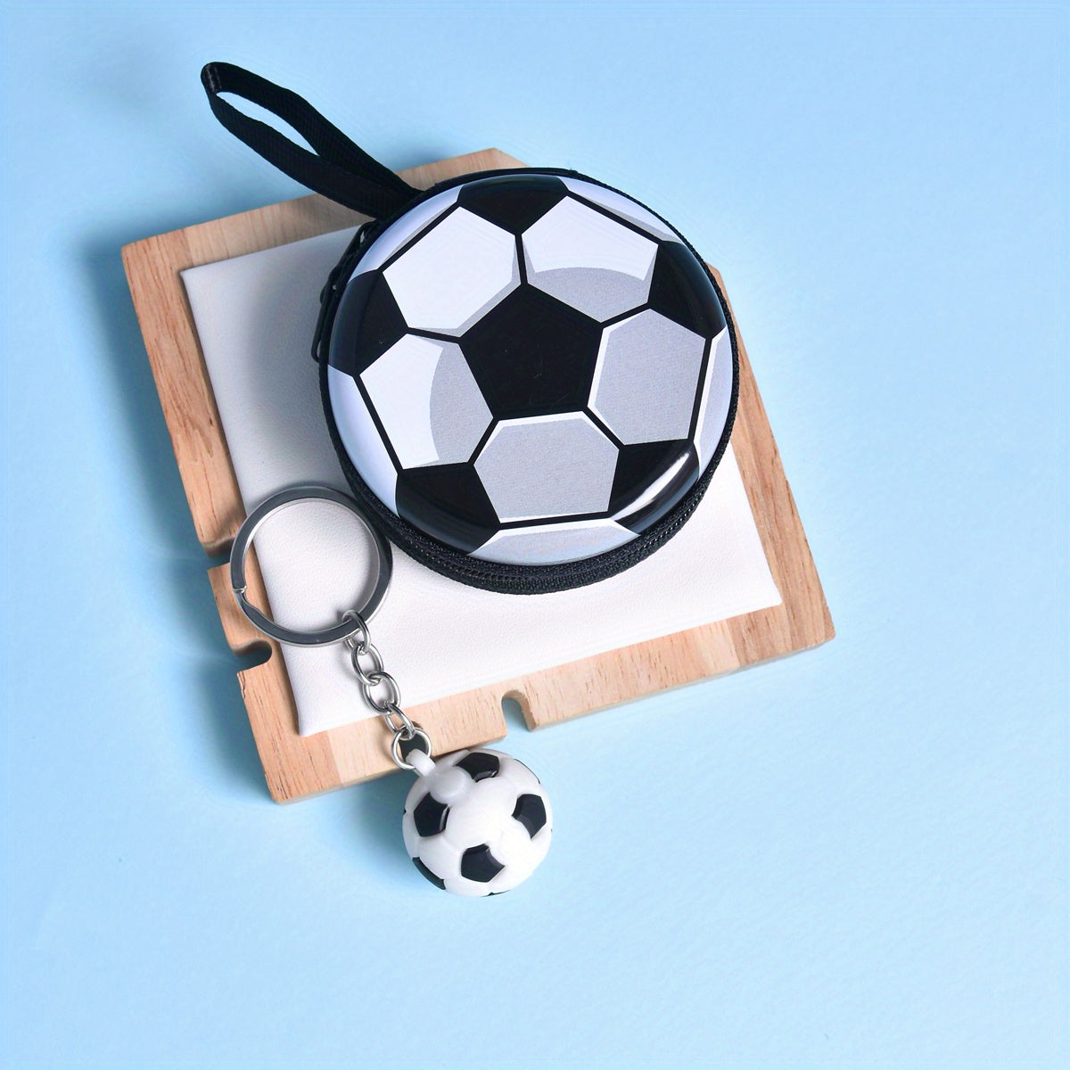 Porte-monnaie ballon de football en métal, porte-clés inclus