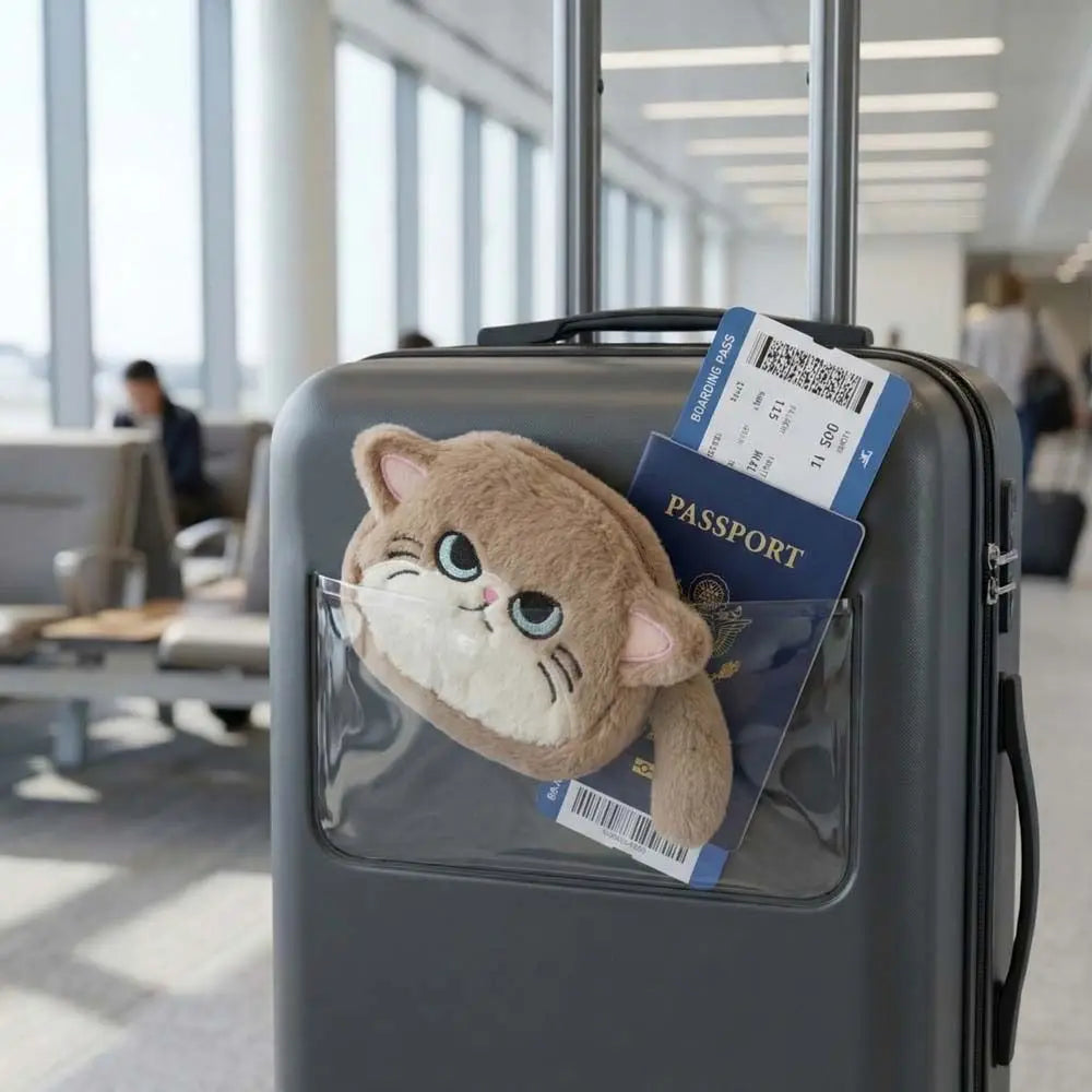 Porte-monnaie chat kawaii en peluche avec fermeture zippée et dragonne — photo 4
