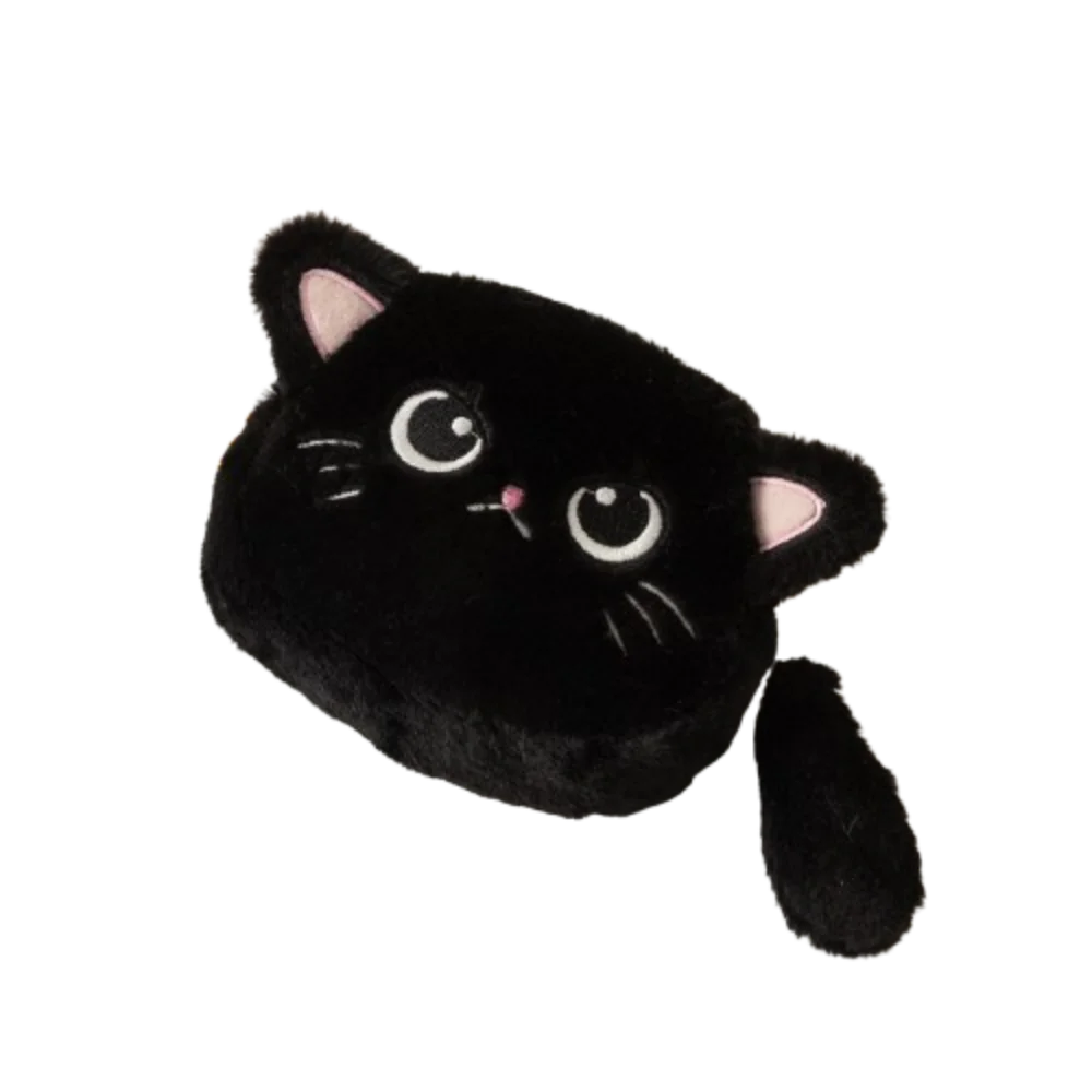 Porte-monnaie chat kawaii en peluche avec fermeture zippée et dragonne — photo 7