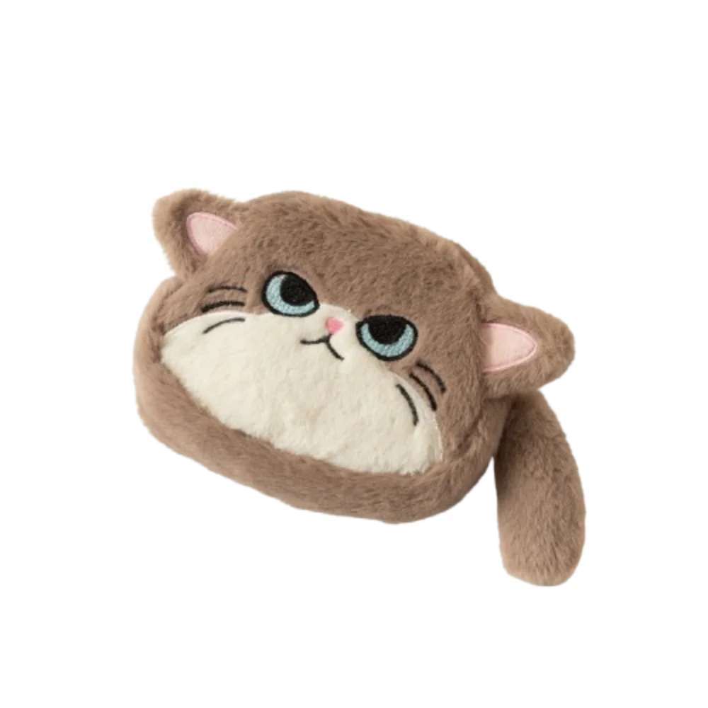 Porte-monnaie chat kawaii en peluche avec fermeture zippée et dragonne — photo 8