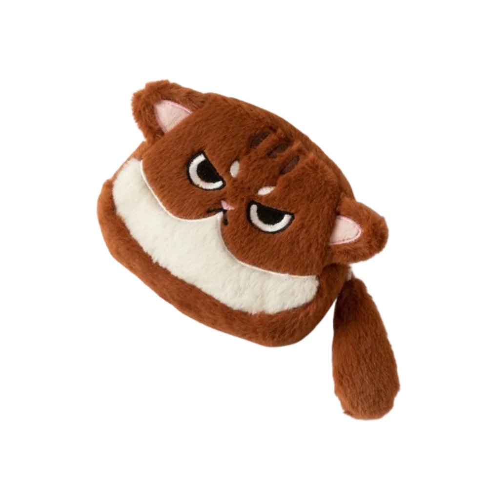 Porte-monnaie chat kawaii en peluche avec fermeture zippée et dragonne — photo 9