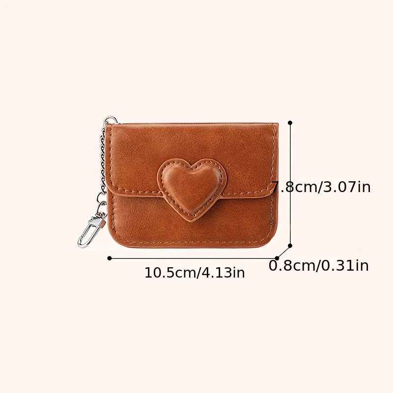Porte-monnaie compact en similicuir avec compartiments et motif cœur pour femme — photo 5