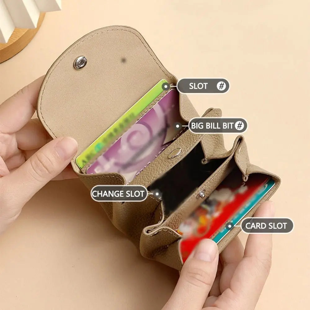 Porte-monnaie compact en similicuir avec compartiments accordéon et fermeture pression — photo 2
