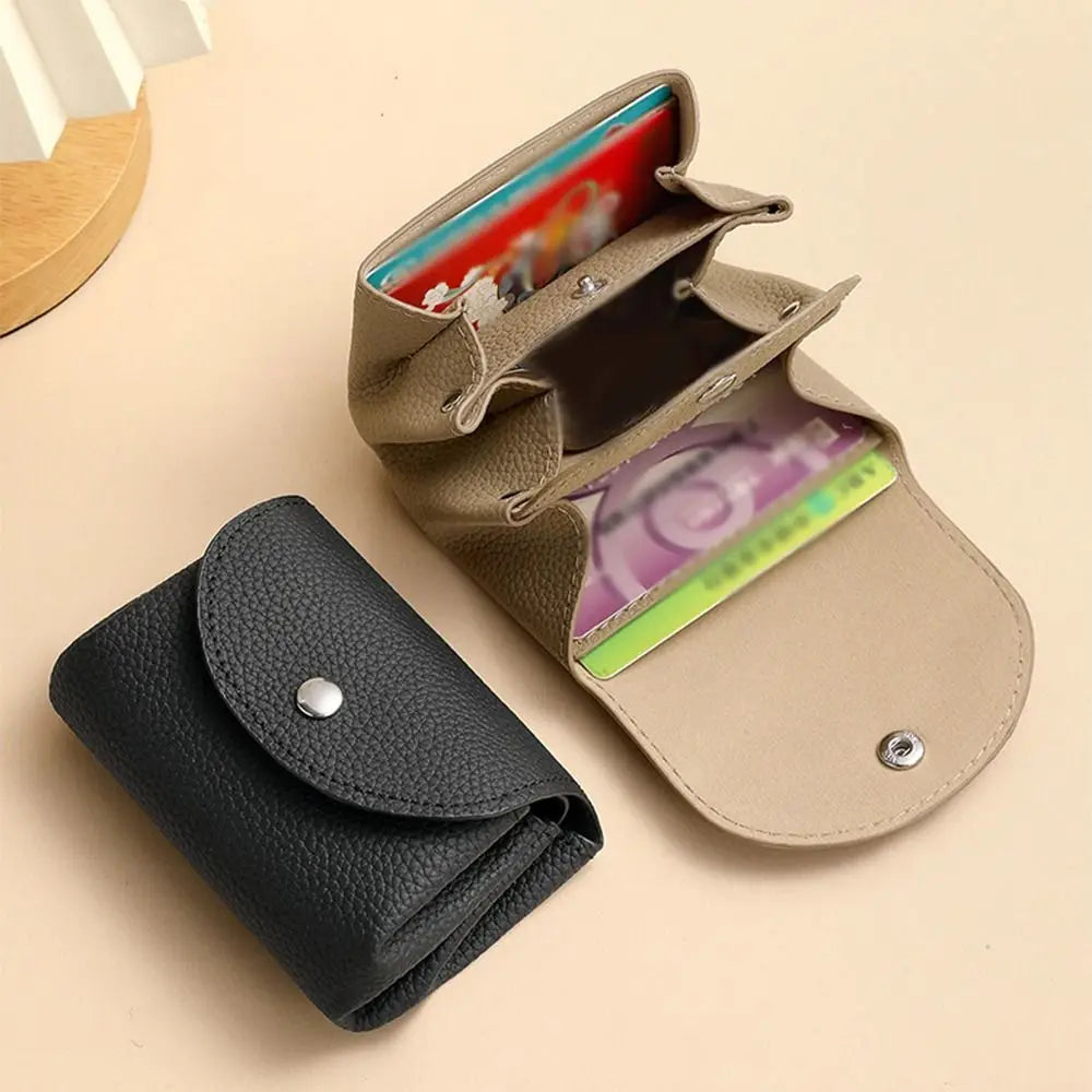 Porte-monnaie compact en similicuir avec compartiments accordéon et fermeture pression — photo 4