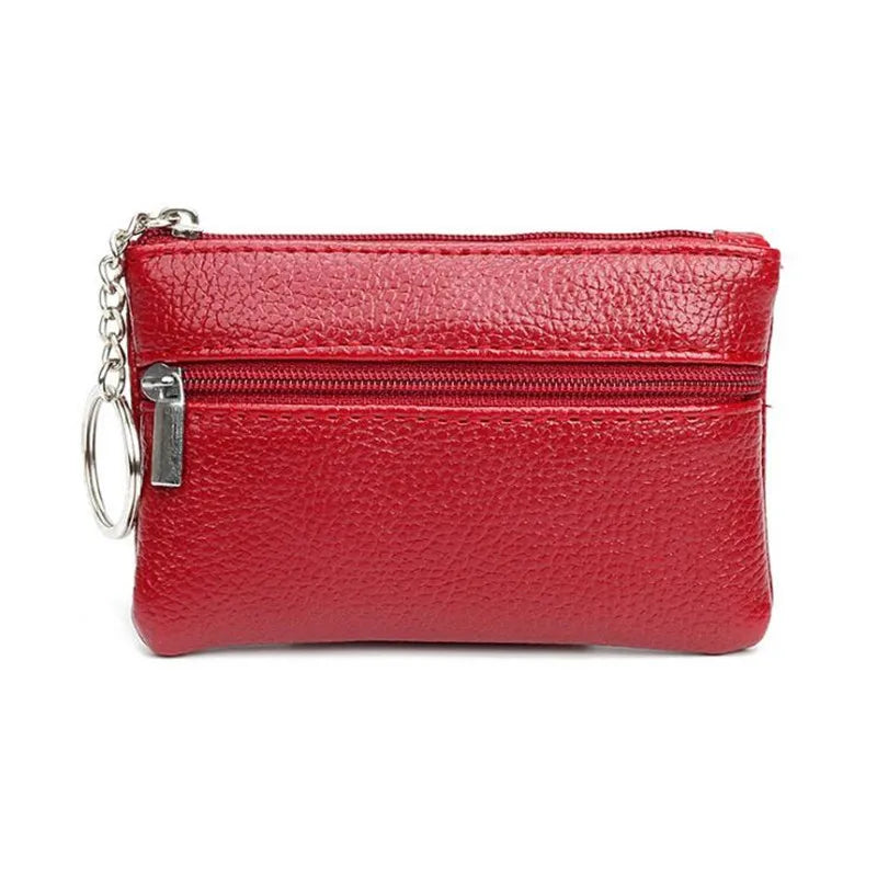 Porte-monnaie compact en similicuir avec porte-clés et double fermeture zippée — photo 2