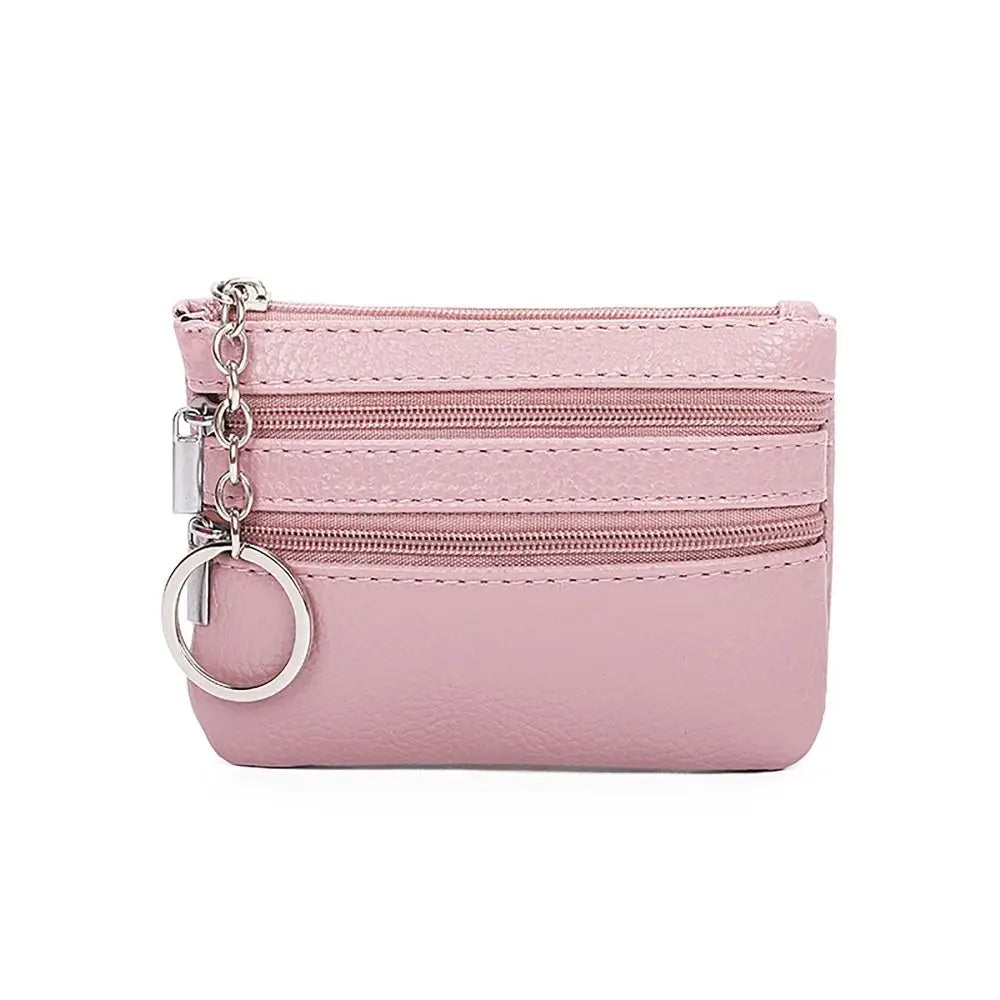 Porte-monnaie compact en similicuir avec porte-clés et triple fermeture zippée — photo 10