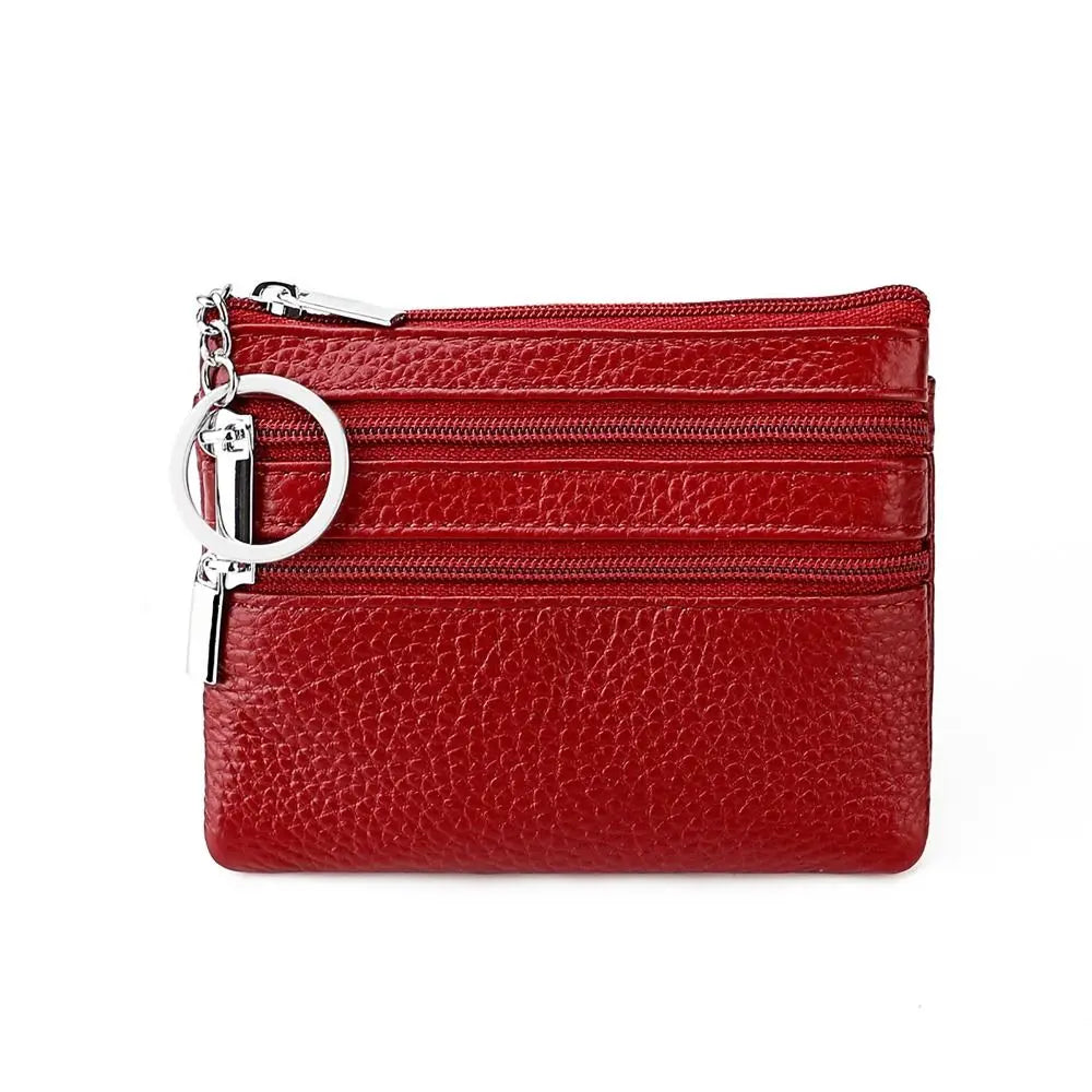 Porte-monnaie compact en similicuir avec porte-clés et triple fermeture zippée — photo 11