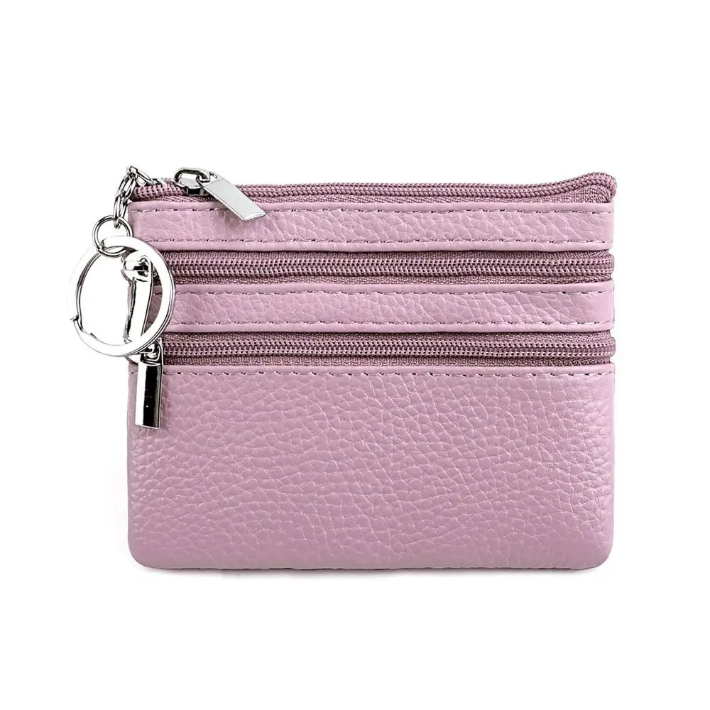 Porte-monnaie compact en similicuir avec porte-clés et triple fermeture zippée — photo 12