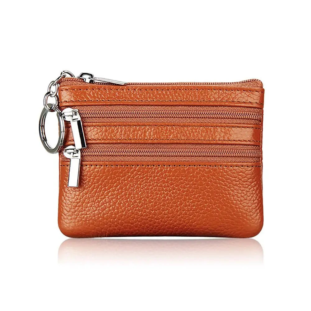 Porte-monnaie compact en similicuir avec porte-clés et triple fermeture zippée — photo 13