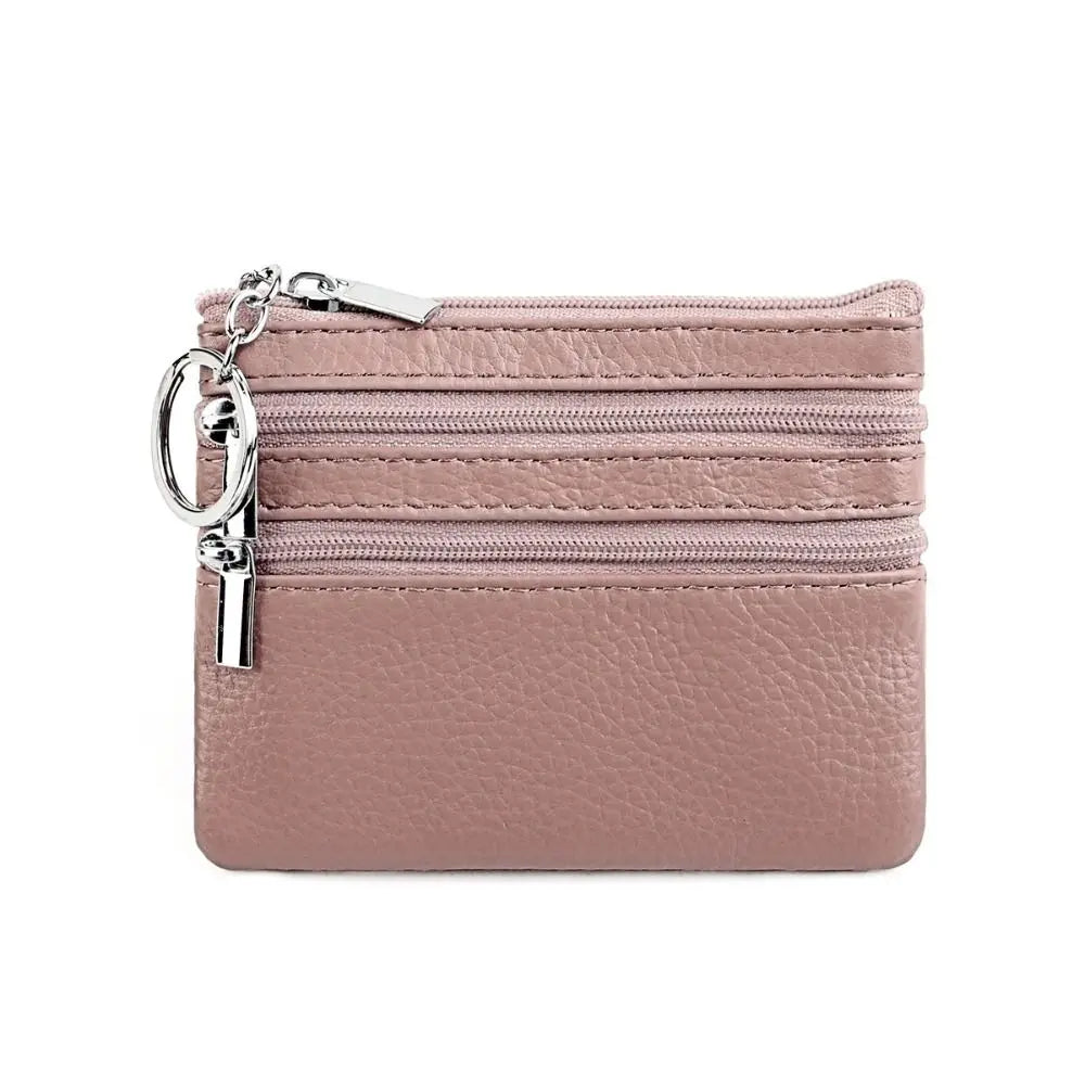 Porte-monnaie compact en similicuir avec porte-clés et triple fermeture zippée — photo 7 Image