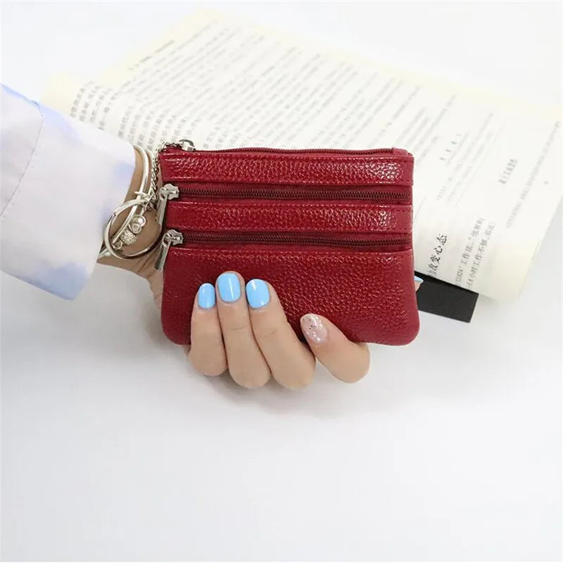 Porte-monnaie multi-compartiments en cuir PU avec porte-clés – Petit format compact — photo 7
