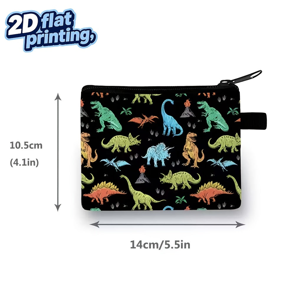 Porte-monnaie enfant dinosaure zippé, 5 imprimés au choix