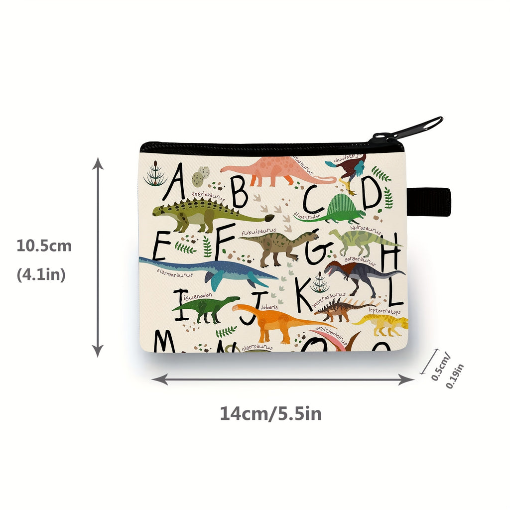 Porte-monnaie enfant dinosaures, pochette zippée en toile