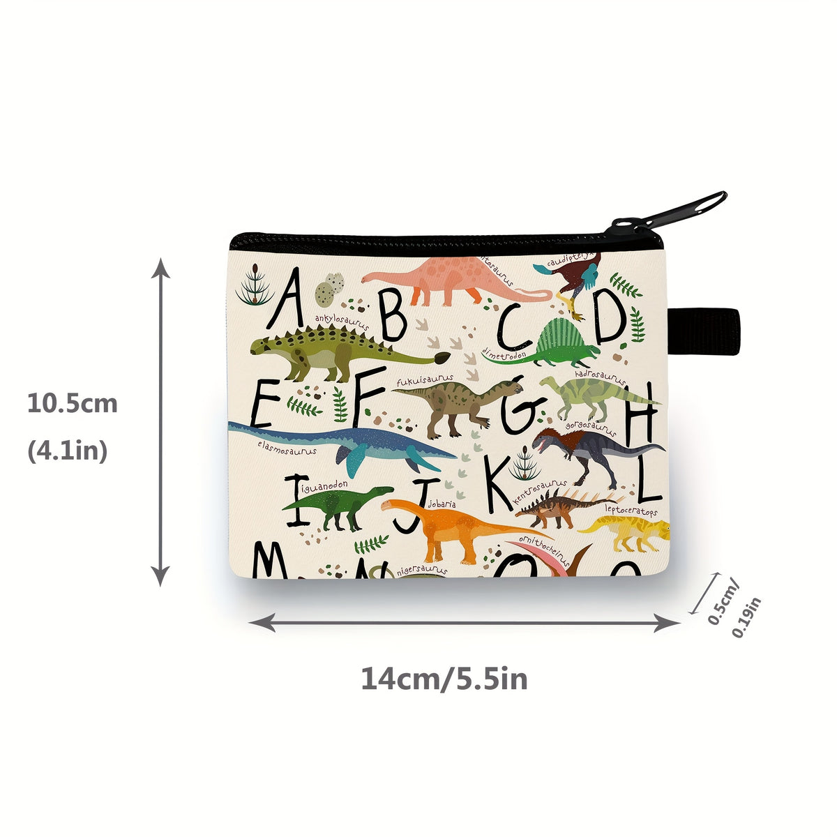 Porte-monnaie enfant dinosaures, pochette zippée en toile