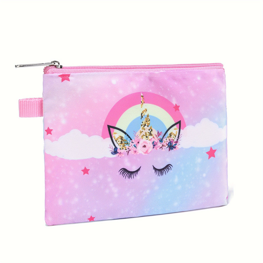 Porte-monnaie fille zippé licorne et sirène, 14 x 10,5 cm