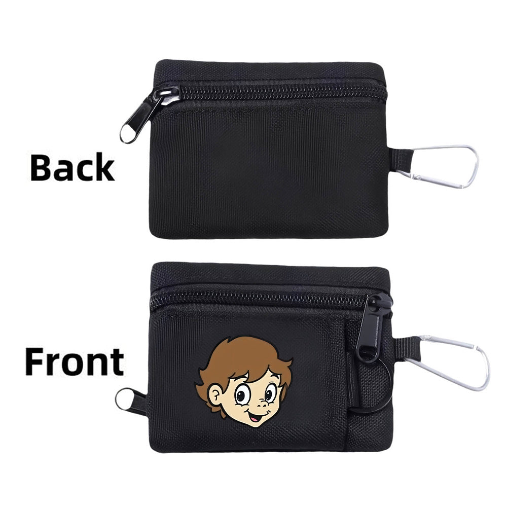 Porte-monnaie enfant garçon zippé noir à mousqueton porte-clés