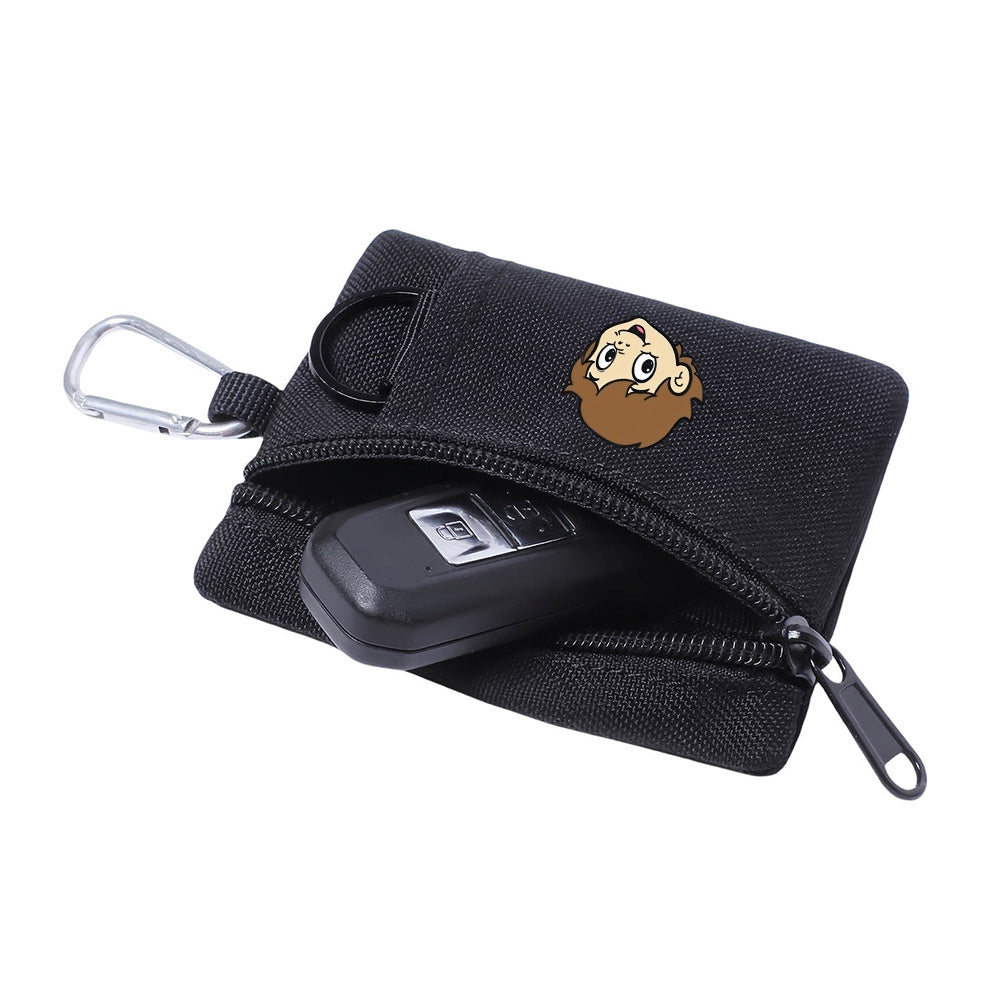 Porte-monnaie enfant garçon zippé noir à mousqueton porte-clés
