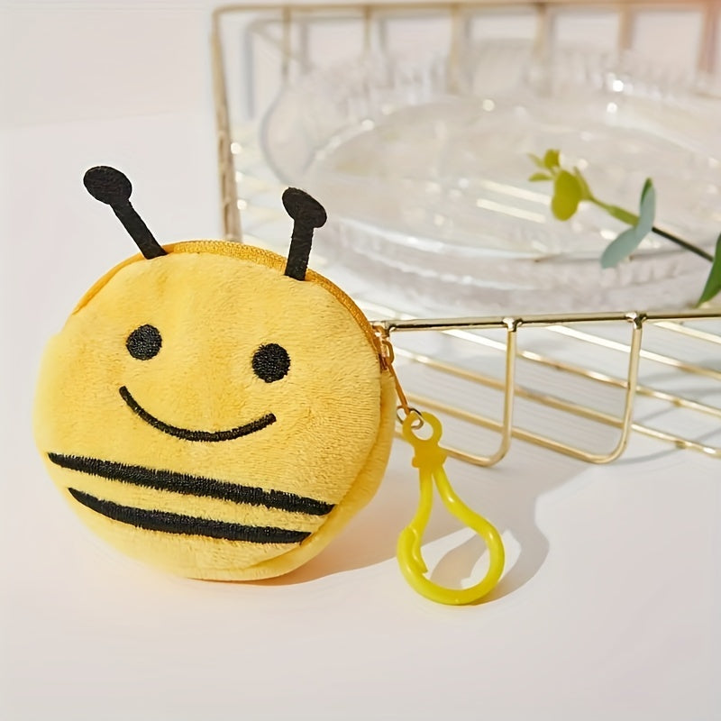 Porte-monnaie enfant peluche à clipser, abeille ou grenouille