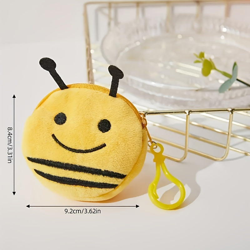Porte-monnaie enfant peluche à clipser, abeille ou grenouille