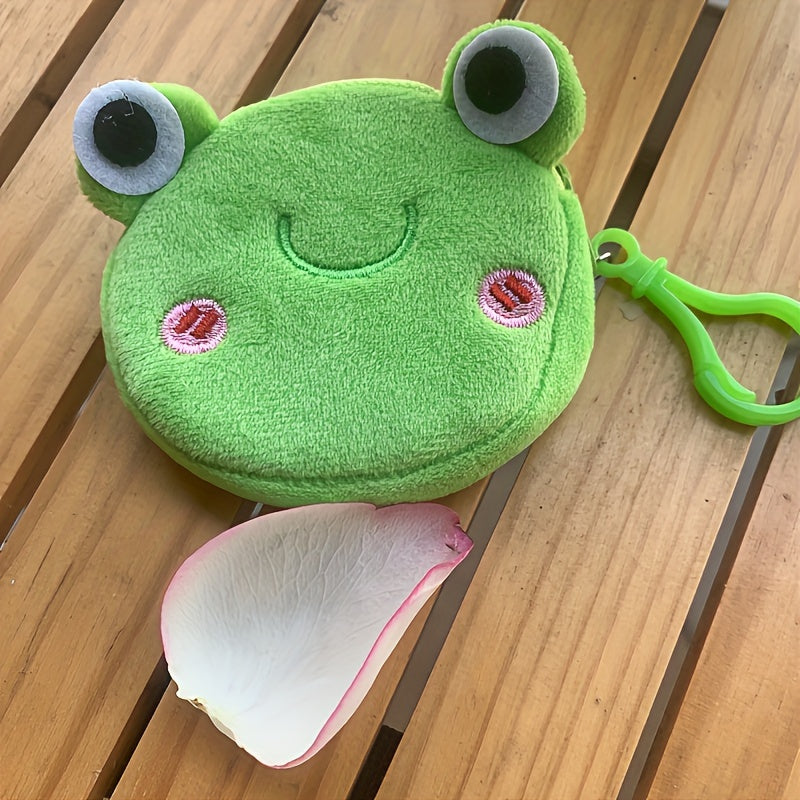 Porte-monnaie enfant peluche à clipser, abeille ou grenouille