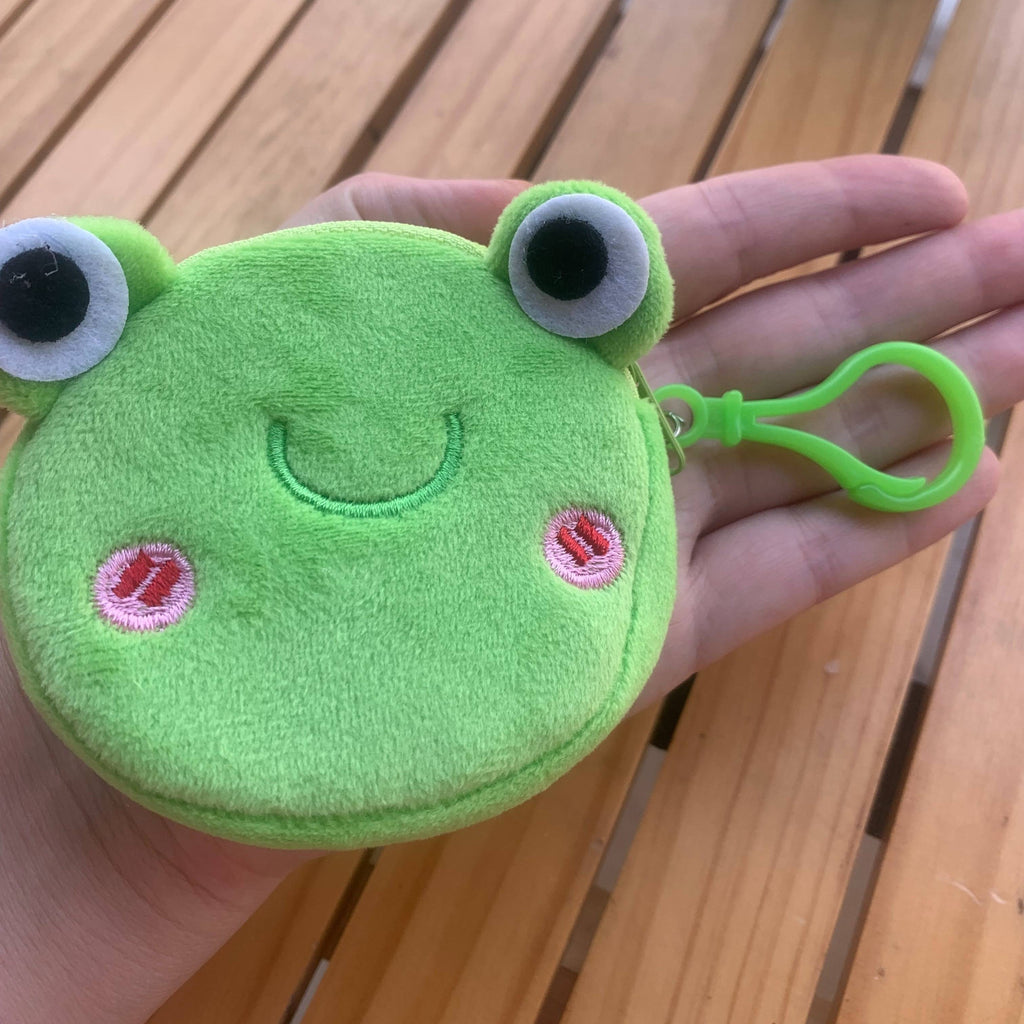 Porte-monnaie enfant peluche à clipser, abeille ou grenouille